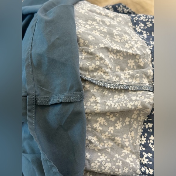 Sz 8 Tall Gap button front floral dress tie shoulder blue white midi fully lined - Picture 6 of 7